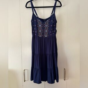 Torrid Boho Navy Blue Embroidered Slip Dress Size 1